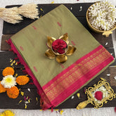 Vriksham Pastel Green With Dark Pink Border-Kalyani Cotton Saree-VS4576