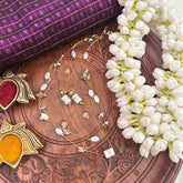 Vriksham Multi-Strand Iridescent Glass Pearl & Gold Chain Short Neckpiece-G22351