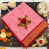 Vriksham Glossy Pink With Red Border-Kalyani Cotton Saree-VS4572