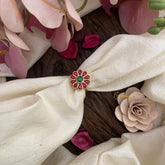 Premium Floral Jadau Kundan Finger Ring-Red-J2547