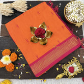 Vriksham Mango Color With Rani Pink Border-Kalyani Cotton Saree-VS4579