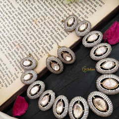 Unique White Victorian Diamond Neckpiece-Oval-VV1794