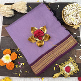 Vriksham Lavender With Dark Purple Border-Kalyani Cotton Saree-VS4580