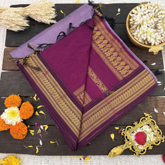 Vriksham Lavender With Dark Purple Border-Kalyani Cotton Saree-VS4580