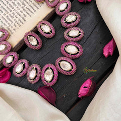 Unique Red Victorian Diamond Neckpiece-Oval-VV1793