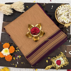 Vriksham Golden Yellow With Maroon Border-Kalyani Cotton Saree-VS4561