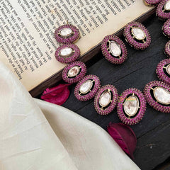 Unique Red Victorian Diamond Neckpiece-Oval-VV1793