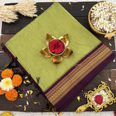 Vriksham Light Green With Maroon Border-Kalyani Cotton Saree-VS4581