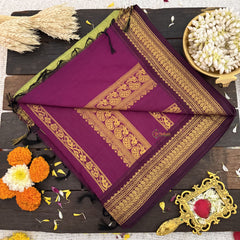 Vriksham Light Green With Maroon Border-Kalyani Cotton Saree-VS4581