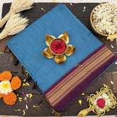 Vriksham Sky Blue With Maroon Border-Kalyani Cotton Saree-VS4582