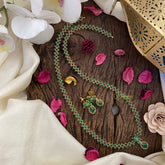 Vriksham Premium American Diamond Haram with Tear Drop Pendant-Green-G16853