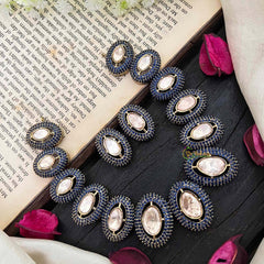 Unique Blue Victorian Diamond Neckpiece-Oval-VV1792