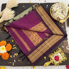 Vriksham Light Cream With Dark Maroon Border-Kalyani Cotton Saree-VS4584