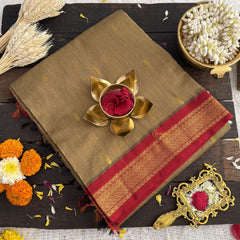 Vriksham Wood With Red Border-Kalyani Cotton Saree-VS4586