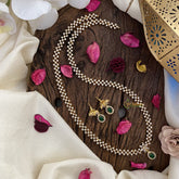 Vriksham Premium American Diamond Haram with Tear Drop Pendant-White & Green-G16854