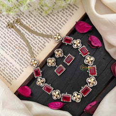 Elegant Red Victorian Diamond Neckpiece-VV1776