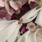 Premium Peacock Jadau Kundan Finger Ring-Red-J2548