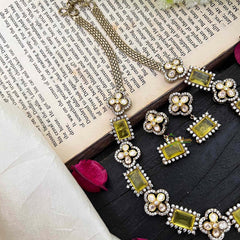 Elegant Yellow Victorian Diamond Neckpiece-VV1775