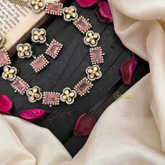 Elegant Pastel Pink Victorian Diamond Neckpiece-VV1777