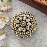 Vriksham Regal Green Enamel & Crystal-Encrusted Statement Clutch Style With Hair Bun Cage Accessory-H1300