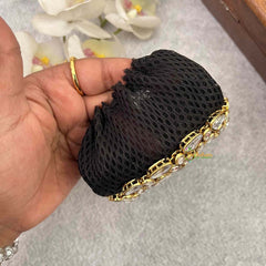 Vriksham Regal Green Enamel & Crystal-Encrusted Statement Clutch Style With Hair Bun Cage Accessory-H1300