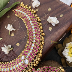 Vriksham Possibly With Floral Pendant Style Short Neckpiece-Gold Bead-J3346