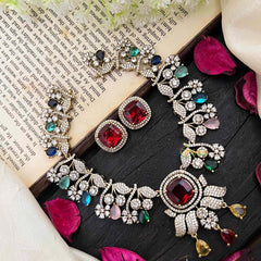 Navrathna Victorian Diamond Neckpiece-VV1780