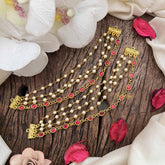 Vriksham Elegant Pearls & Red Stone 4 Layered Strand Maatil-J3811