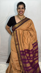 Vriksham Golden Yellow With Maroon Border-Kalyani Cotton Saree-VS4561