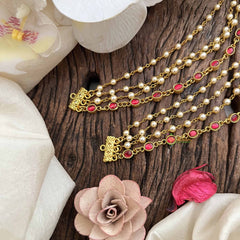 Vriksham Elegant Pearls & Red Stone 4 Layered Strand Maatil-J3811