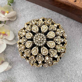 Vriksham Vintage-Inspired Pearl and Stone Statement Style With Hair Bun Cage Accessory-H1299