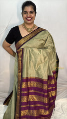 Vriksham Light Cream With Dark Maroon Border-Kalyani Cotton Saree-VS4584