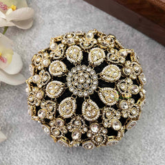 Vriksham Vintage-Inspired Pearl and Stone Statement Style With Hair Bun Cage Accessory-H1299