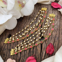 Vriksham Elegant Pearls & Red Stone 4 Layered Strand Maatil-J3811