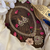 Vriksham Elegant American Diamond Pendant Neckpiece-White & Pink-G16857