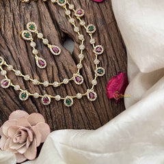 Elegant 2 Layer Red Green AD Stone Short Neckpiece-Tear drop-G12832