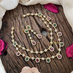 Elegant 2 Layer Red Green AD Stone Short Neckpiece-Tear drop-G12832