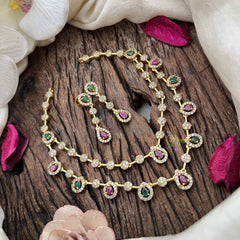 Elegant 2 Layer Red Green AD Stone Short Neckpiece-Tear drop-G12832