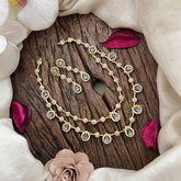 Elegant 2 Layer Aqua Green AD Stone Short Neckpiece-Tear drop-G12835