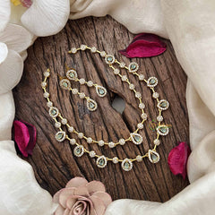 Elegant 2 Layer Aqua Green AD Stone Short Neckpiece-Tear drop-G12835