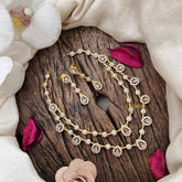 Elegant 2 Layer Baby Pink AD Stone Short Neckpiece-Tear drop-G12836