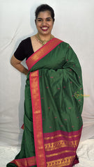 Vriksham Green With Pink Border-Kalyani Cotton Saree-VS4557