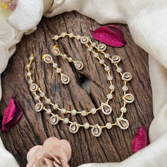 Elegant 2 Layer Baby Pink AD Stone Short Neckpiece-Tear drop-G12836