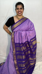Vriksham Light Violet With Dark Blue Border-Kalyani Cotton Saree-VS4575