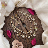 Elegant 2 Layer White AD Stone Short Neckpiece-Tear drop-G12837