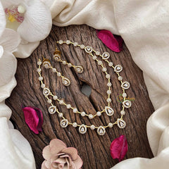 Elegant 2 Layer White AD Stone Short Neckpiece-Tear drop-G12837