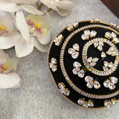Vriksham Black & Silver Zirconia Minaudière Style With Hair Bun Cage Accessory-H1301