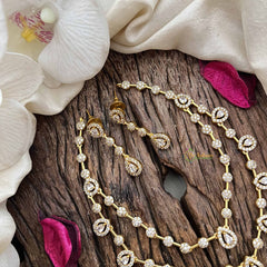 Elegant 2 Layer White AD Stone Short Neckpiece-Tear drop-G12837