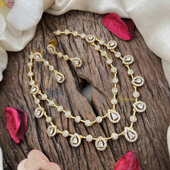 Elegant 2 Layer White AD Stone Short Neckpiece-Tear drop-G12837