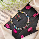 Simple Navrathna Victorian Diamond Neckpiece-VV1754